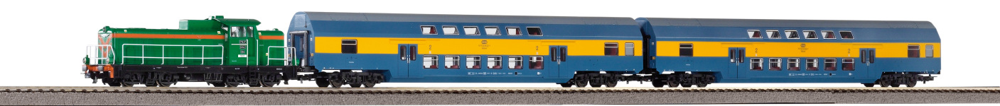 PIKO 97934 - H0 - Start-Set Diesellok mit zwei Doppelstockwagen der PKP; Ep. VI